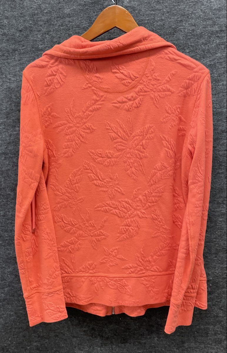Tommy Bahama Women's Pink Embossed Floral Full Zip Jacket Mock Neck Sz S