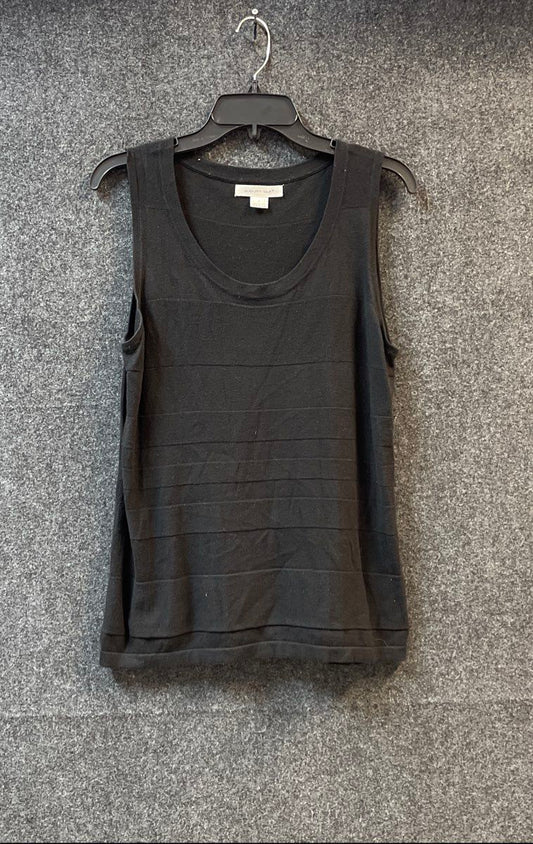 August Silk Women's Black Ribbed Sleeveless Knit Tank Top Shell Sz L