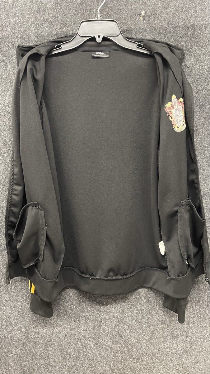 Harry Potter Men's Gryffindor Track Jacket Black Gold Stripe Full Zip Sz L