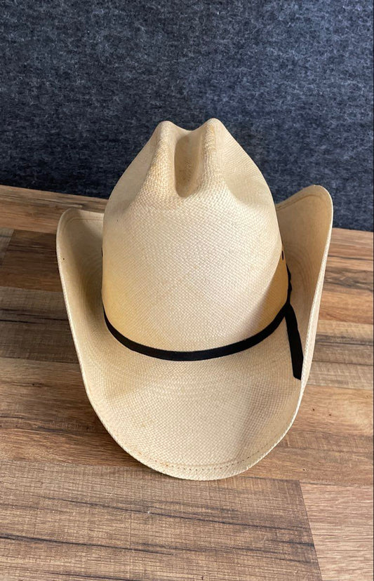 Vintage Artel Men's Tan Woven Straw Western Cowboy Hat Sz 6 7/8