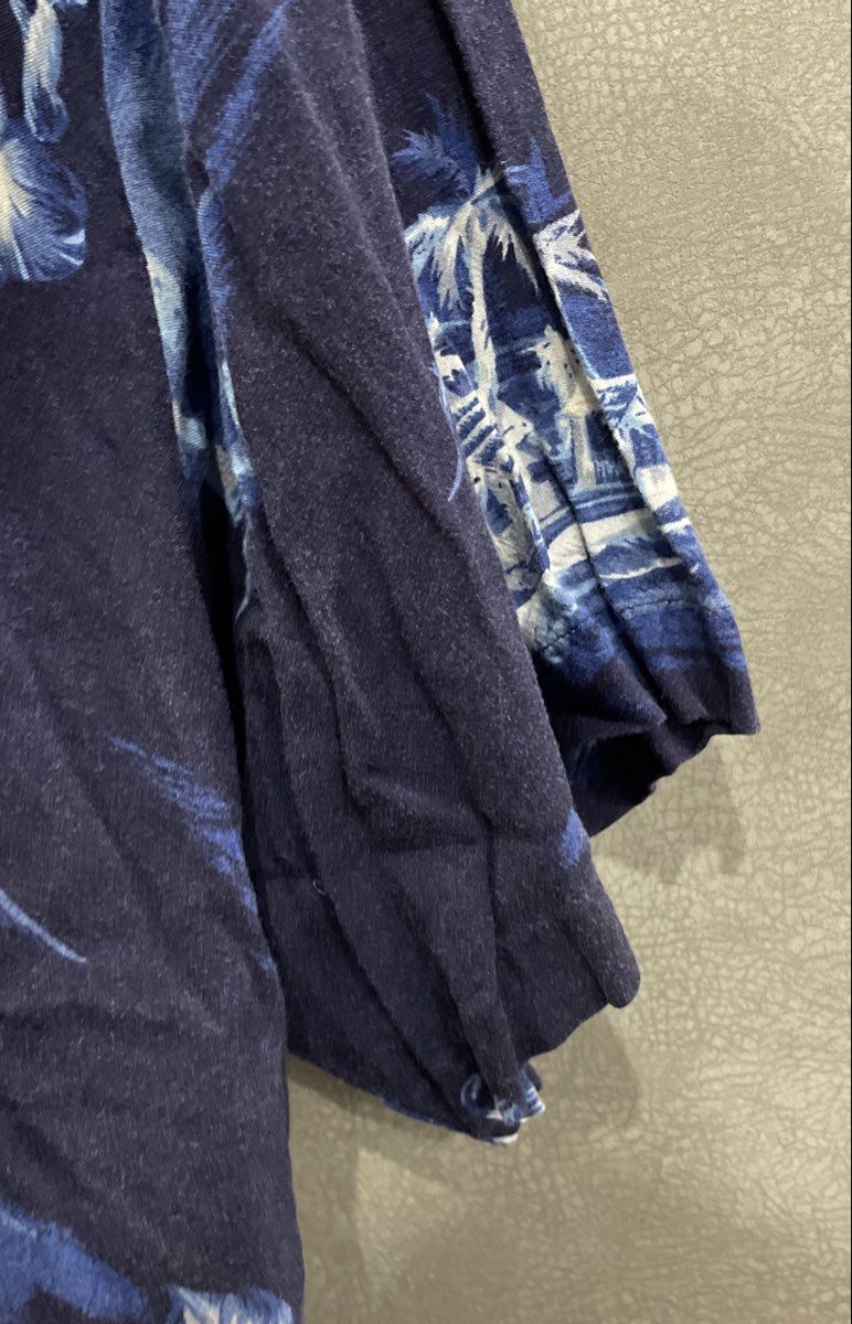 Vintage 90s Un Tied Men's Blue Floral Tropical Rayon Button Up Shirt Sz XL