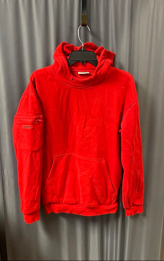 Comfrt Red Pullover Hoodie Heavyweight Utility Sleeve Pockets Sz XS
