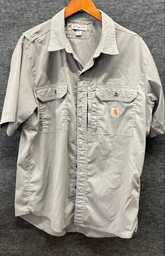 Carhartt Men's Grey Force Ridgefield Ripstop Utility Short Sleeve Shirt Sz L