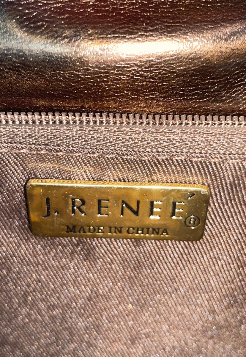 J. Renee Brown Vintage 90s Suede Fur Pom Pom Shoulder Bag Patent Trim