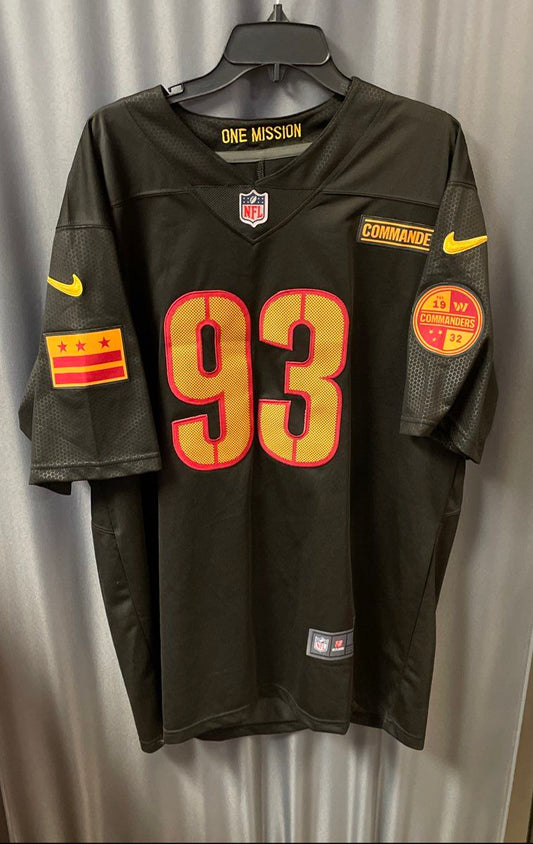 Nike Men's Washington Commanders Jonathan Allen #93 Black NFL Jersey Size L