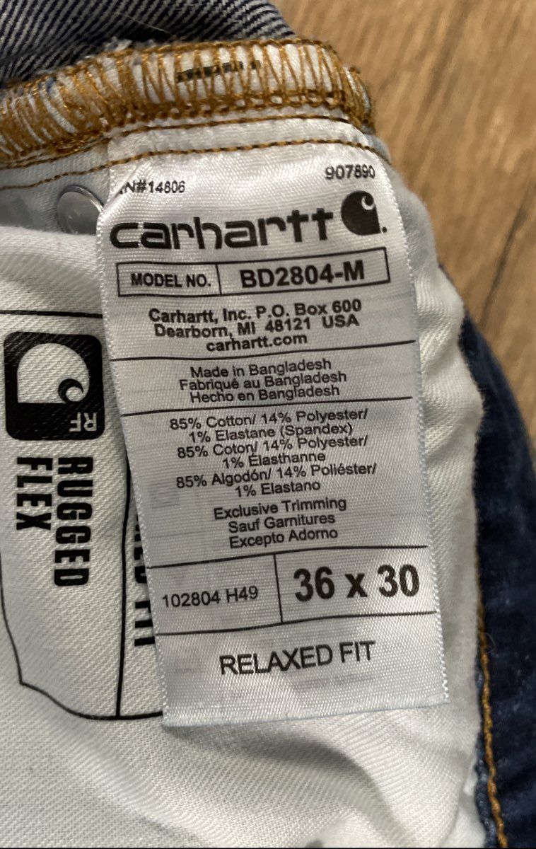 Carhartt Men's Blue Rugged Flex Relaxed Fit Straight Leg Jeans 102804 Sz 36x30