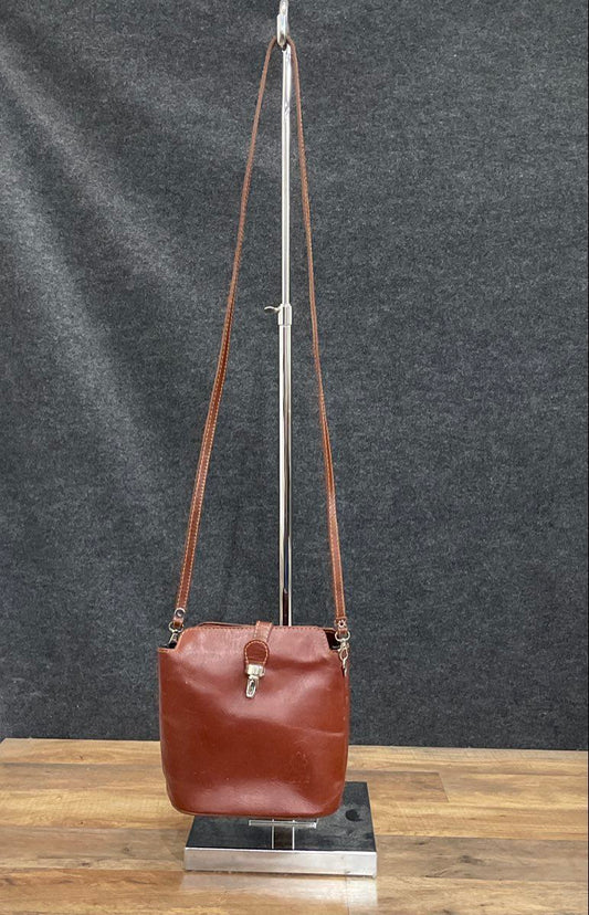 Vintage Vera Pelle Brown Leather Crossbody Bag Made in Italy