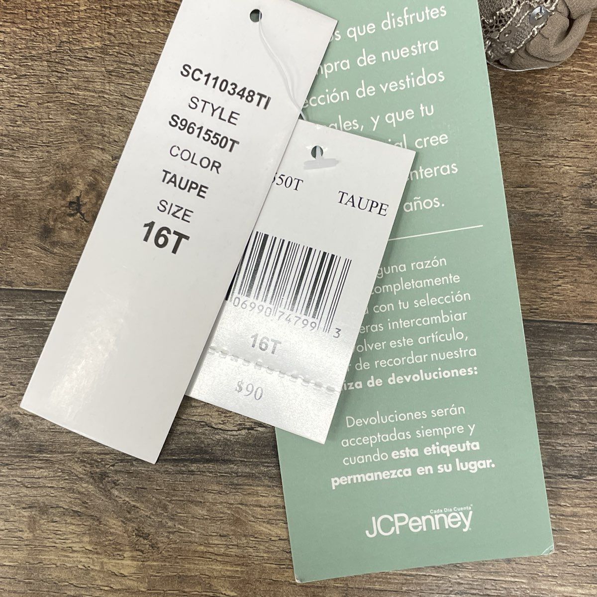 Scarlett Women's Taupe Lace Sequined Sheer Sleeve Cocktail Dress Sz 16T NWT