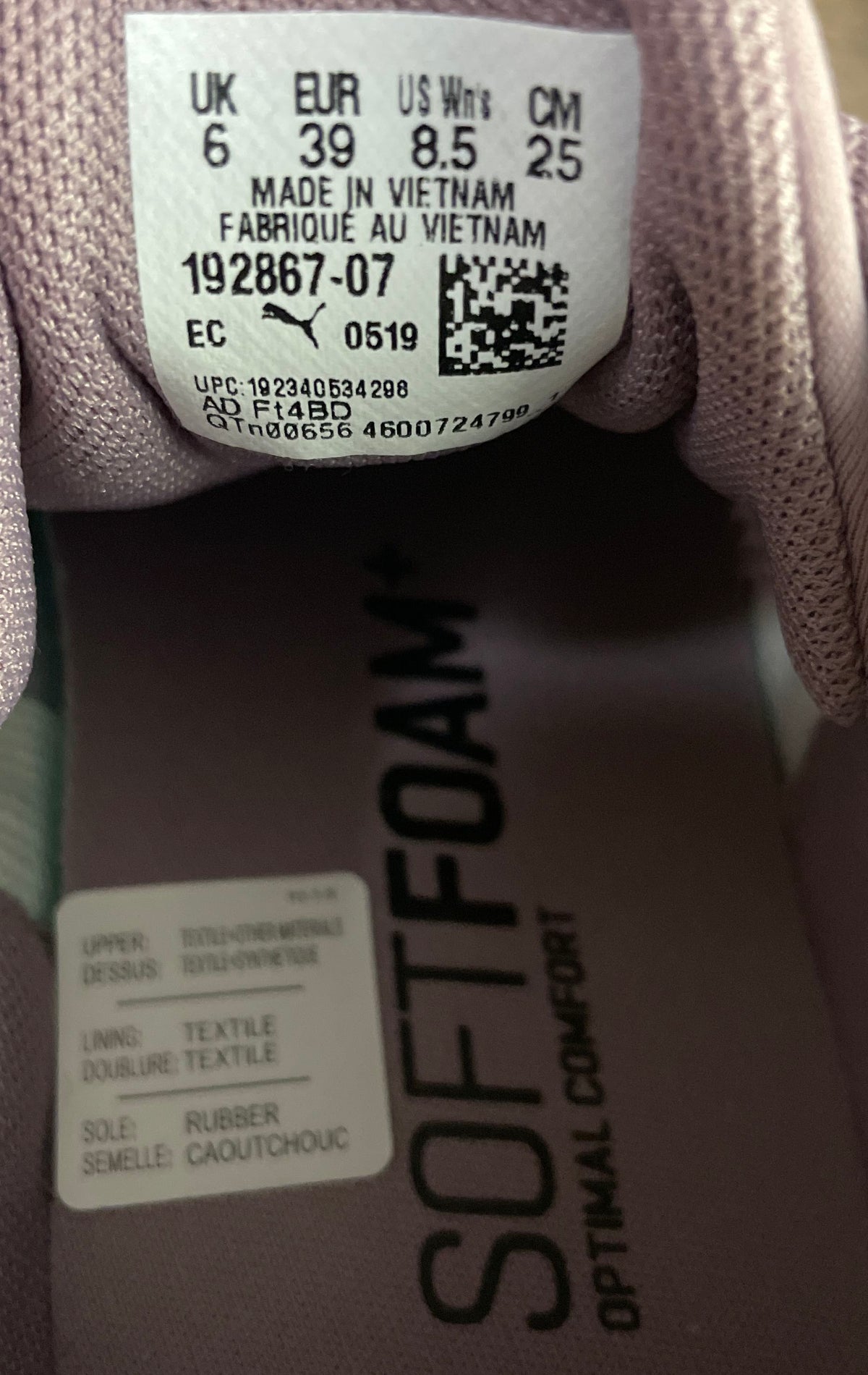 Puma Flyer Runner Pale Purple Lavender Women's Running Shoes Size 8.5
