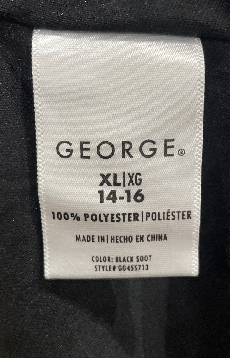 George Women's Black Metallic Polka Dot Bow Mesh Puff Sleeve Blouse Sz XL