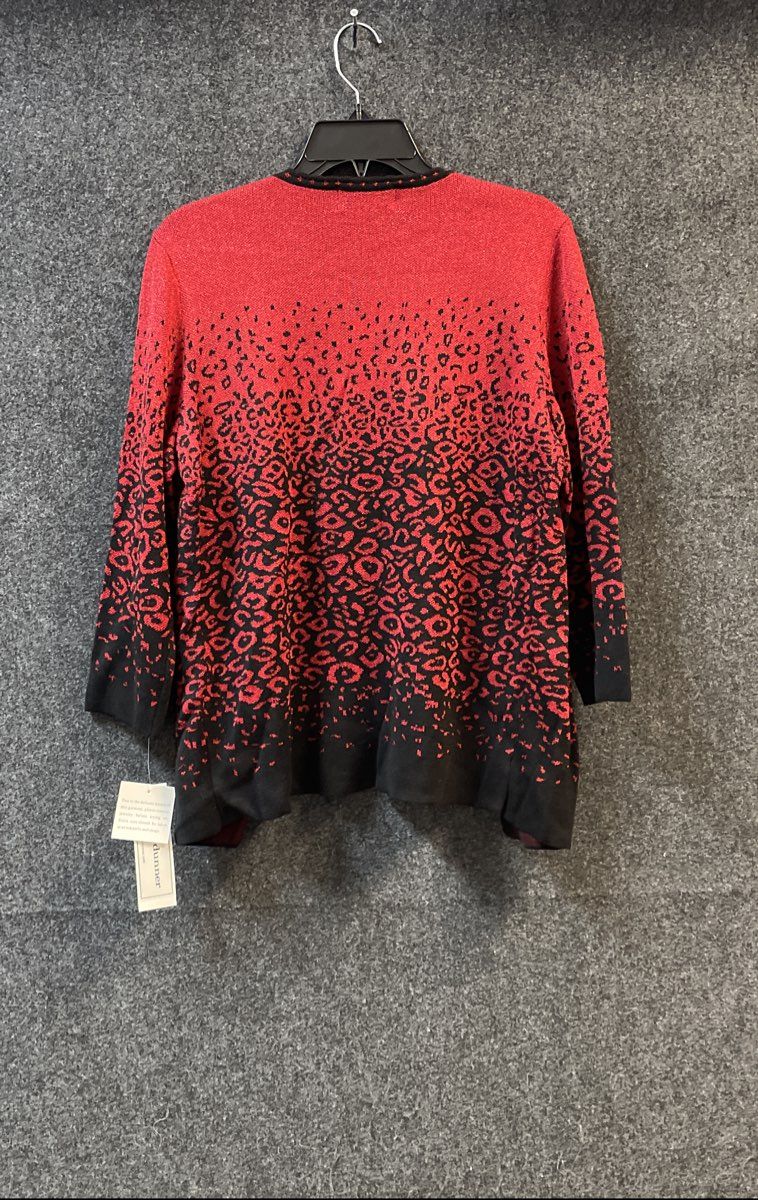 Alfred Dunner Women's Red Black Metallic Animal Print 2pc Sweater Set Sz S NWT