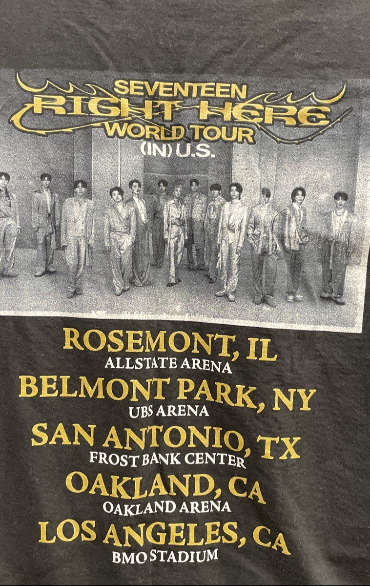Seventeen Right Here World Tour 2024 U.S. Concert T-Shirt Hanes Sz M