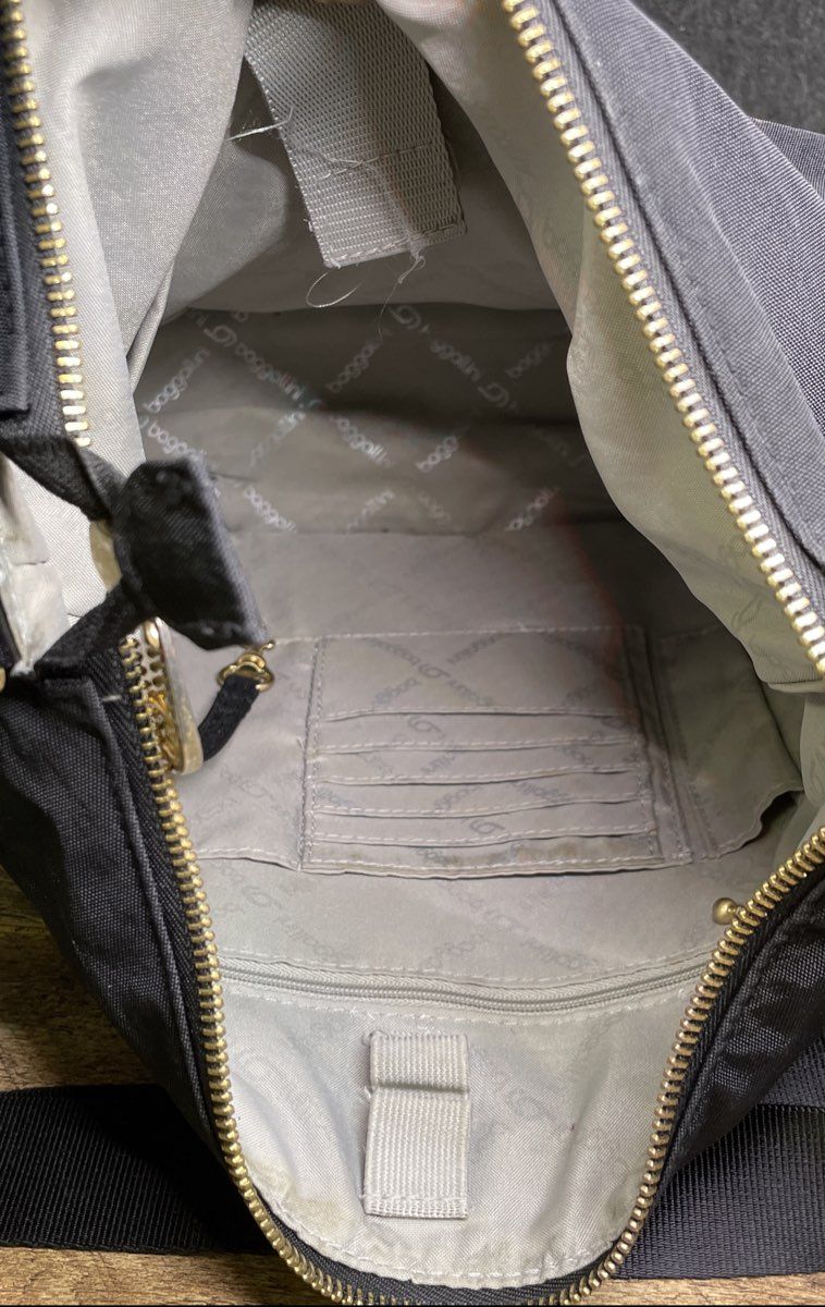 Baggallini Black Helsinki Nylon Crossbody Hobo Bag Gold Hardware