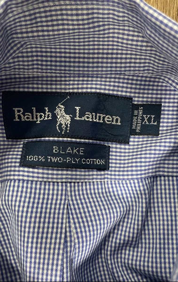 Ralph Lauren Men's Blake Blue White Micro Check Cotton Button Up Shirt Sz XL