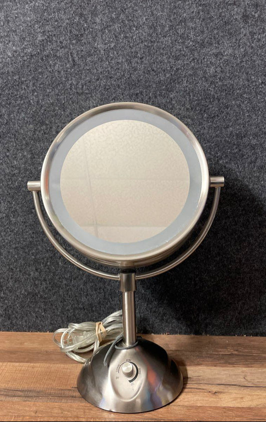 Conair BE103 Double Sided Lighted Vanity Mirror Variable Light Satin Nickel