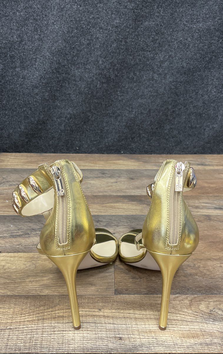 Jessica Simpson Juniya Gold Metallic Stiletto Ankle Strap Sandals Size 7.5