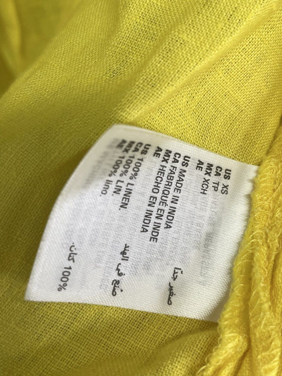 Charter Club Women's Yellow 100% Linen Roll Tab Long Sleeve Shirt Blouse Sz XS
