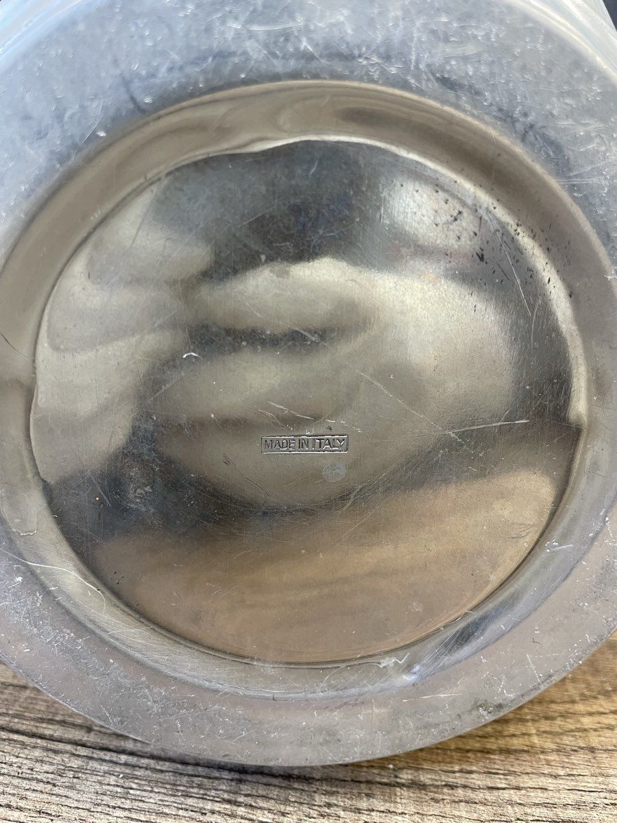 Vintage Hammered Aluminum Ice Bucket with Lid & Handle Mid Century Made in Italy