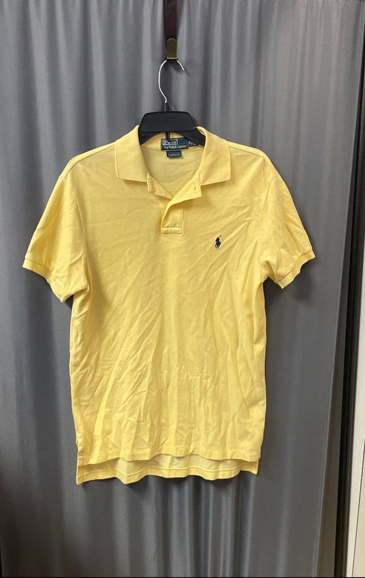 Polo Ralph Lauren Men's Yellow Custom Fit Short Sleeve Pique Polo Shirt Sz M