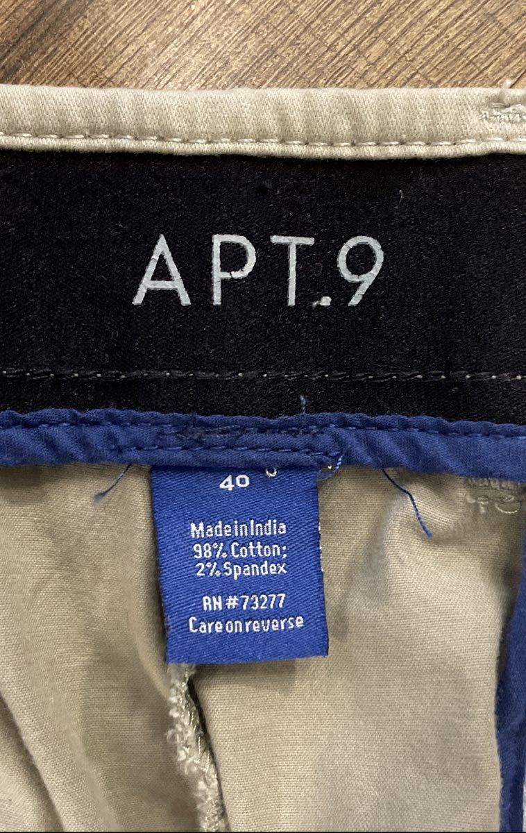 Apt. 9 Men's Khaki Chino Shorts Flat Front Stretch Cotton Blend Size 40