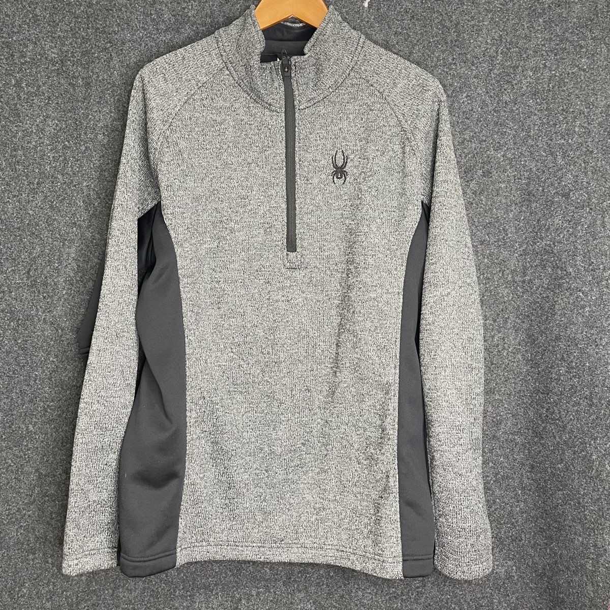 Spyder Men's Outbound Half Zip Pullover Jacket Gray Black Fleece Lined Sz XL