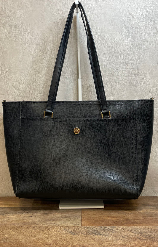 Michael Kors Black Pebbled Leather Tote Bag Gold Hardware
