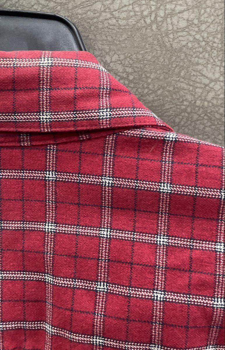 St. John's Bay Men's Red Plaid Button Up 100% Cotton Long Sleeve Shirt XL