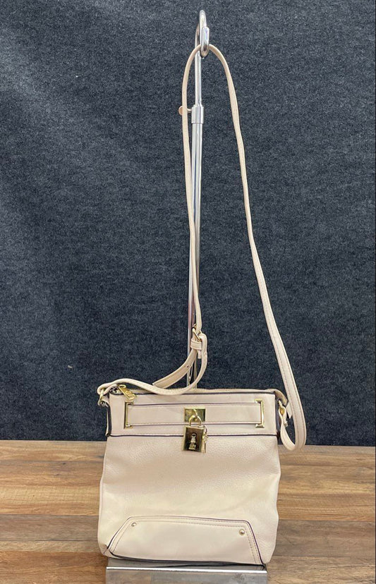 Juicy by Juicy Couture Cream Pebbled Crossbody Bag Gold Lock and Key