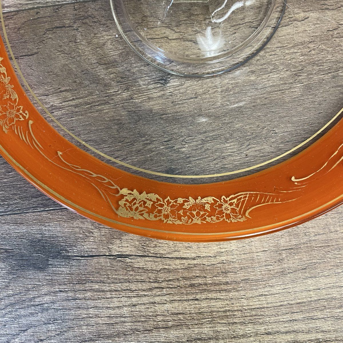 Vintage Style Orange and Gold Glass Serving Tray