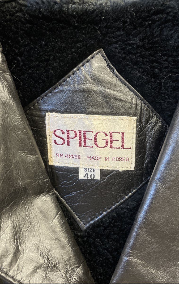 Spiegel Men's Vintage 80s Black Leather Coat Jacket Sherpa Lined Size 40