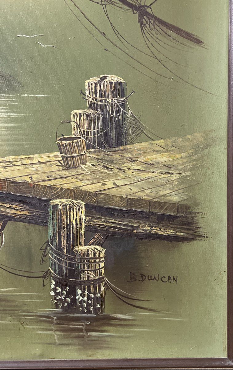 Vintage Oil Painting on Canvas by B. Duncan