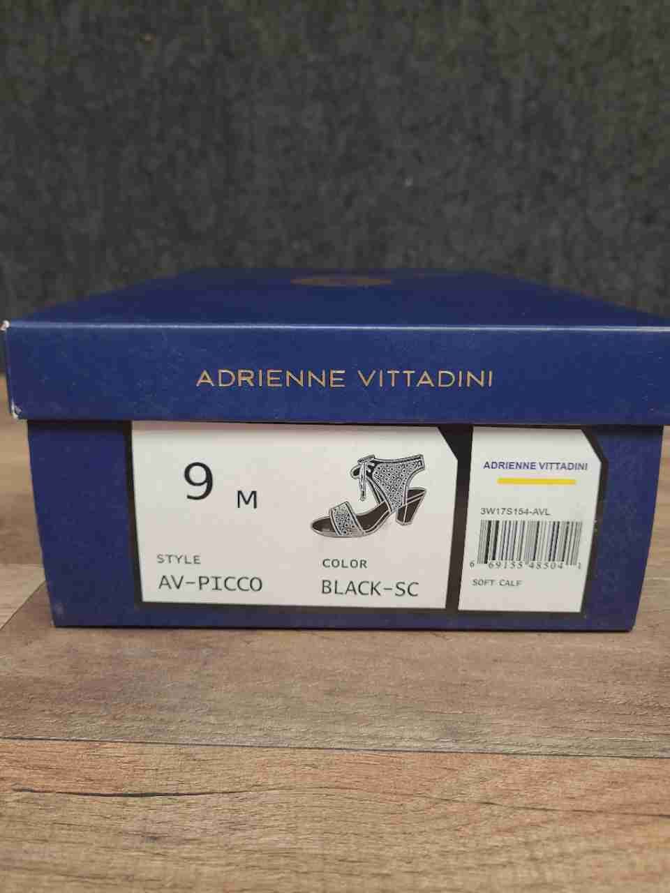 Adrienne Vittadini AV-Picco Black Soft Calf Leather Lattice Sandal Size 9 M