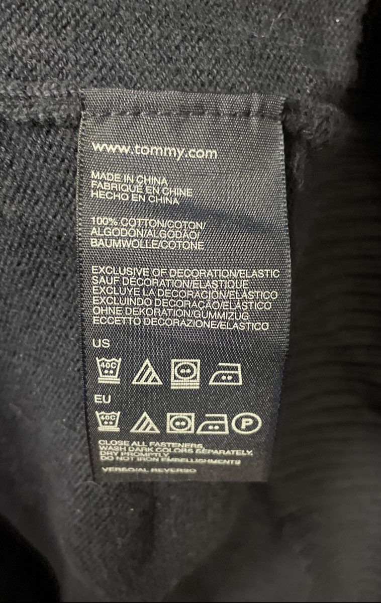 Tommy Hilfiger Men's Navy Blue Embroidered Crest Zip-Up Cardigan Sweater Sz L