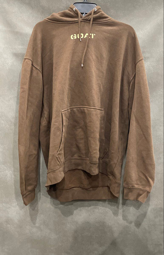 Fashion Nova Men's Brown GOAT Greatest Of All Time Graphic Fleece Hoodie Sz 2XL
