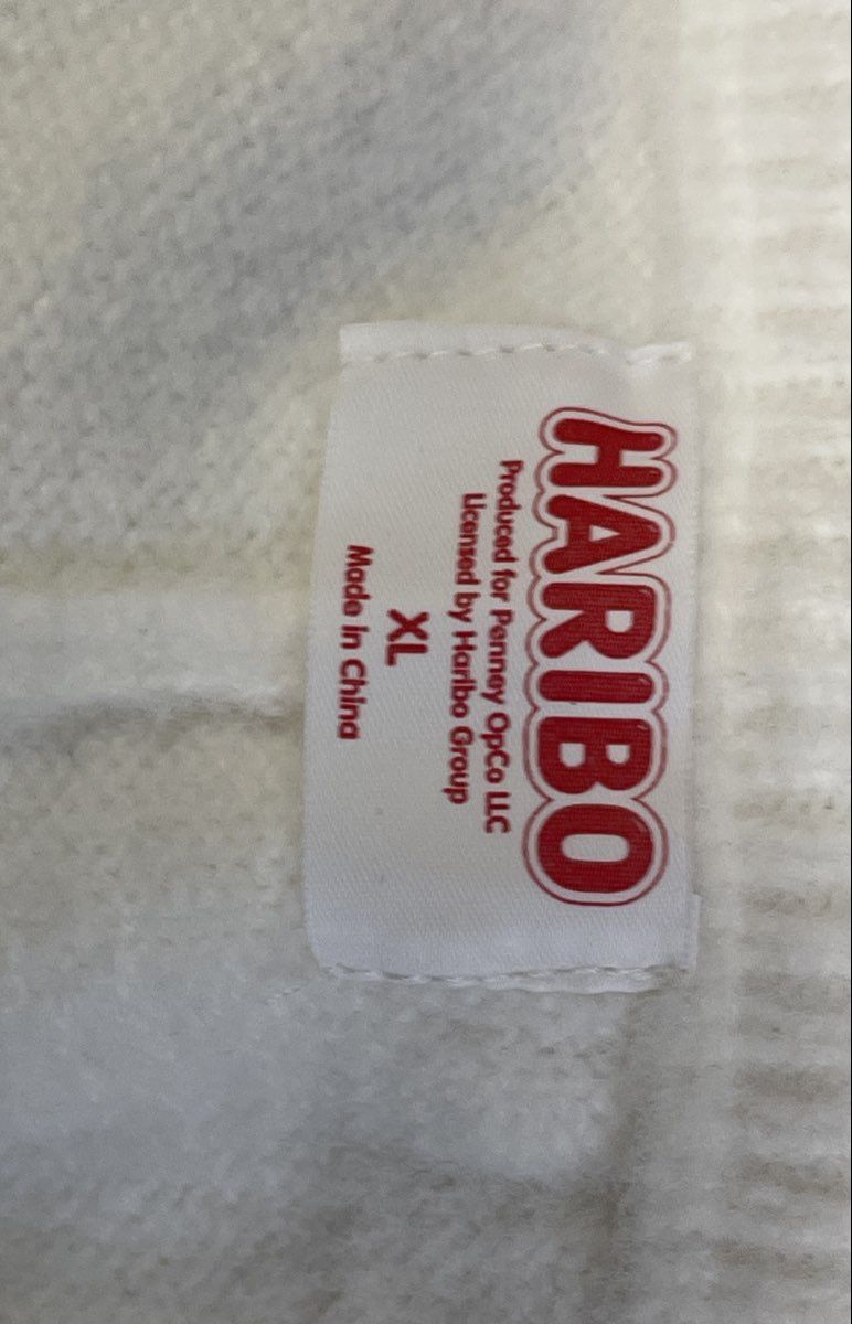 Haribo Gummy Bear Fuzzy Knit Shorts White XL Pink Green Stripe Waist Drawstring