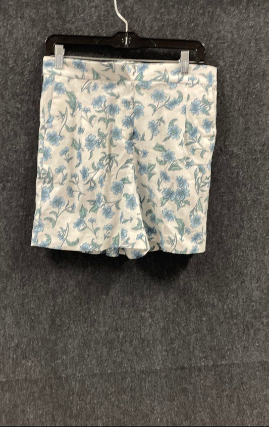 J.Crew Women's White Blue Floral Linen Blend Fair Trade Shorts Sz 6 NWT