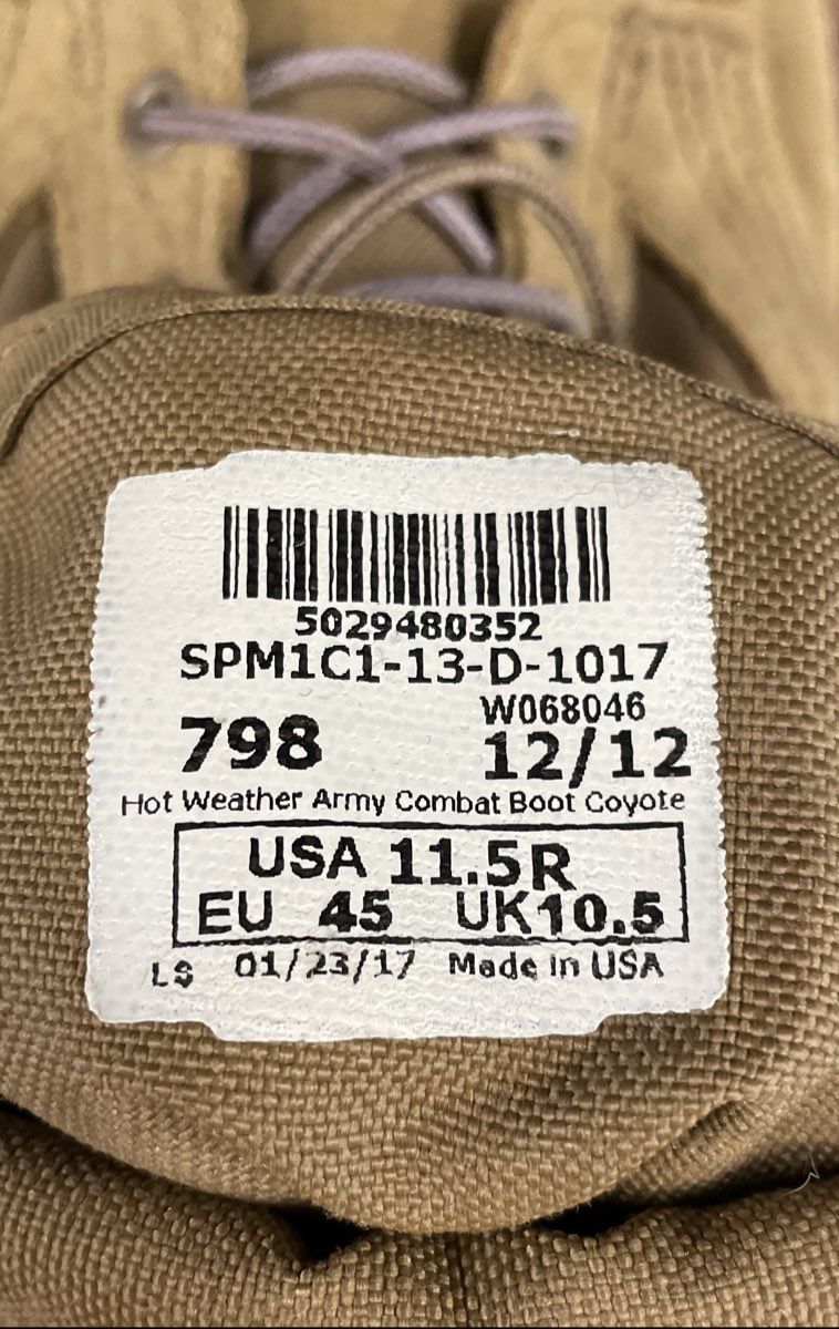 USGI Hot Weather Army Combat Boot Coyote Brown Military Boots Size 11.5R