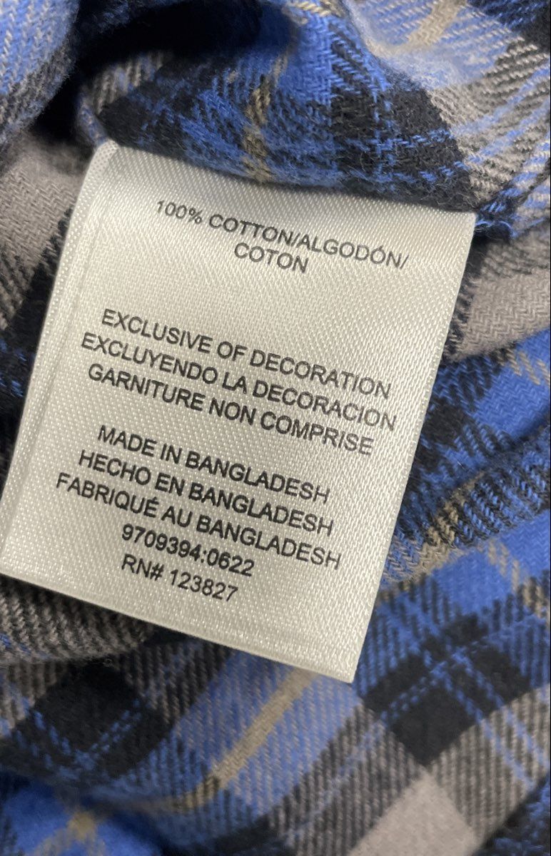 Bruno Super Soft Men's Flannel Shirt Blue Grey Plaid 100% Cotton NWT Sz M