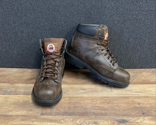 Brahma Raid Steel Toe Brown Lace Up Work Safety Boots Men's Size 7