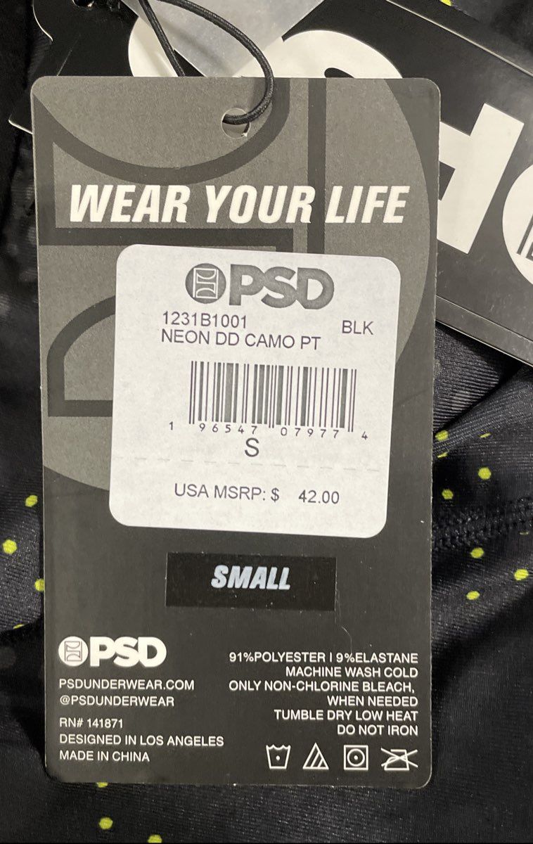 PSD Men's Neon DD Camo Pro Tight Compression Sports Pants Black NWT Size S