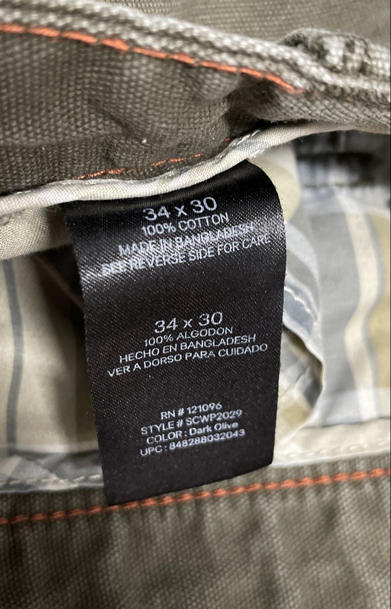 Weatherproof Men's Dark Olive 100% Cotton Canvas Utility Pants Sz 34x30