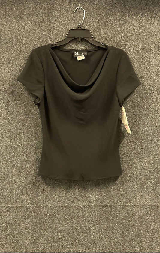 NWT S.L. Fashions Women's Black Cowl Neck Blouse Top Vintage Y2K Sz 12