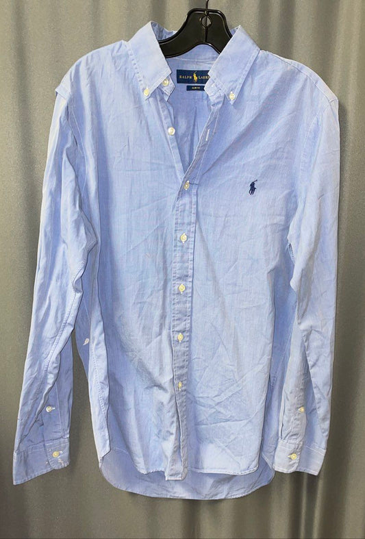 Ralph Lauren Men's Blue Oxford Button Down Slim Fit Shirt Pony Logo Sz M