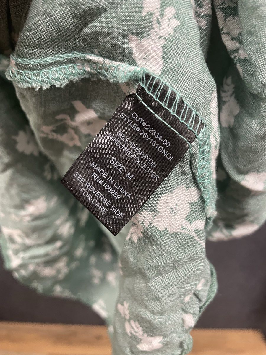 Altar'd State Women's Green Floral Smocked Back Ruffled Bust Mini Dress Size M