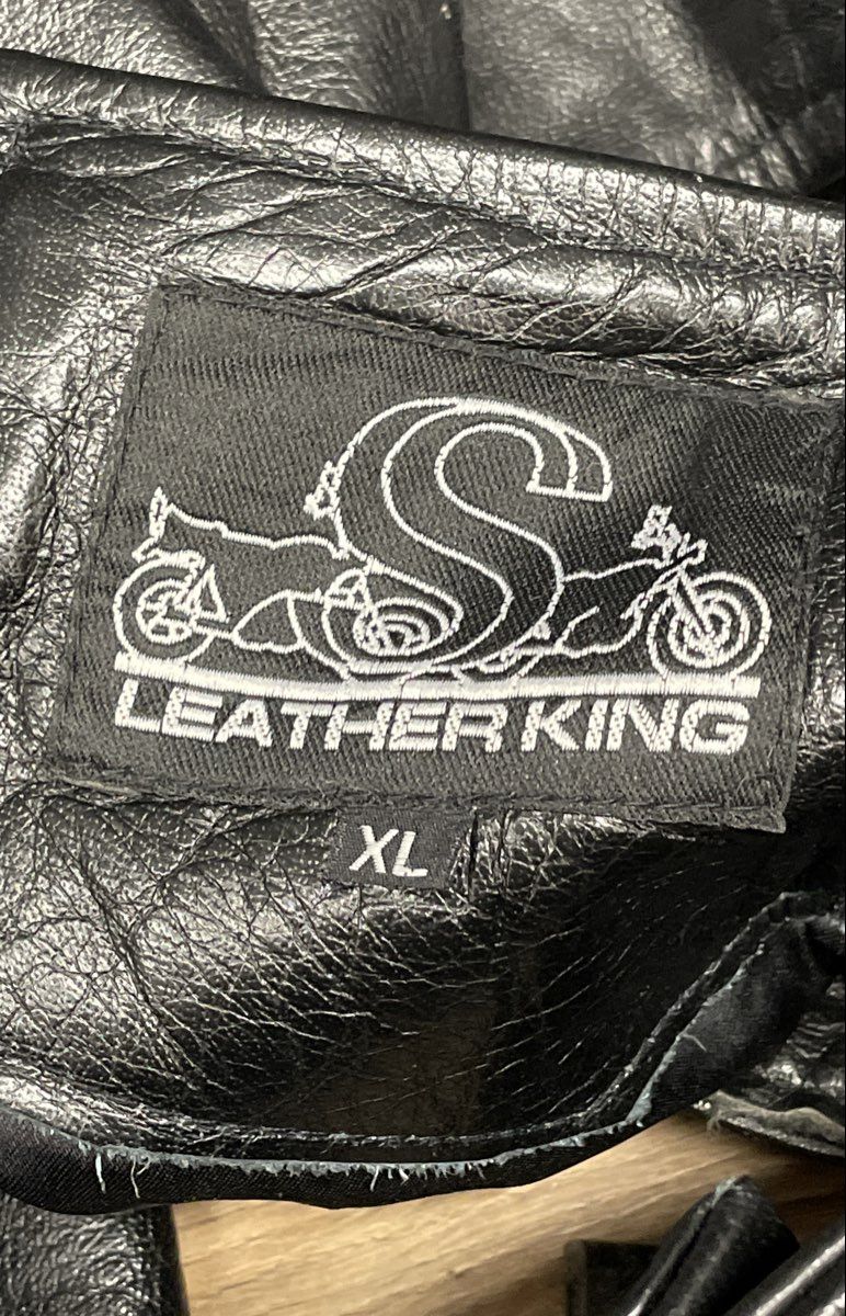 Leather King Men's Black Leather Motorcycle Chaps Belted Zippered Side XL