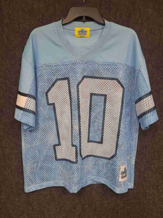 Mr. Mushies Goods Men's Light Blue Legend 10 Mesh Football Jersey Shirt Sz M