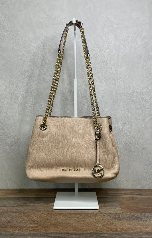 Michael Kors Salmon Pebbled Leather Shoulder Bag Gold Hardware