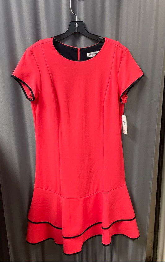 Shelby & Palmer Women's Grapefruit Pink Navy Tiered Ruffle Dress NWT Size 16