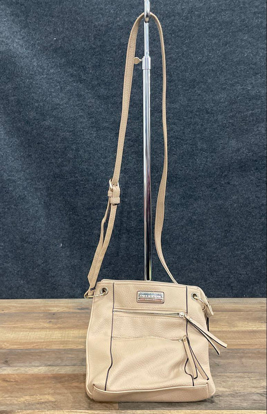 Jones New York Cream Signature Pebbled Crossbody Bag Gold Hardware