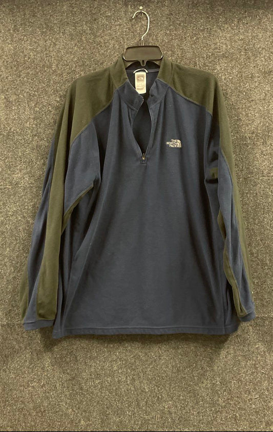 The North Face TKA 100 Men's Fleece Jacket Blue Green Colorblock Pullover Sz XL